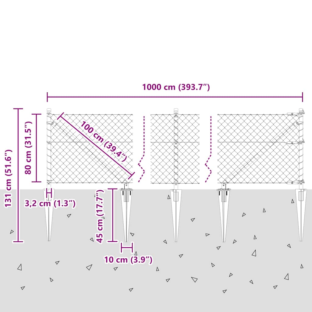 Tüskés láncszem kerítés 10 x 0,8 m Horganyzott Acél Ezüst Háló