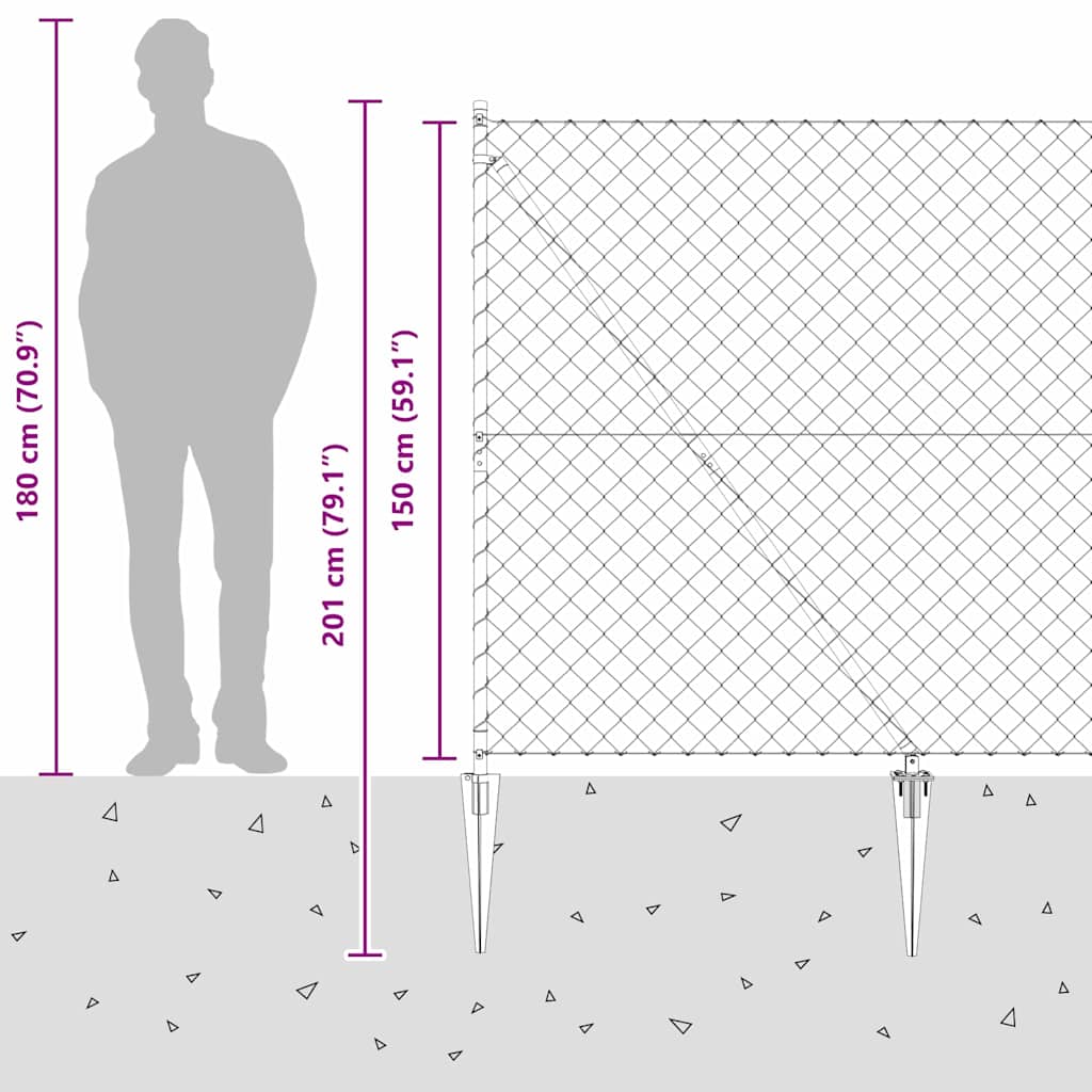 Külső lánckapcsolatos kerítés tüskékkel 10 x 1,5 m Ezüst Háló