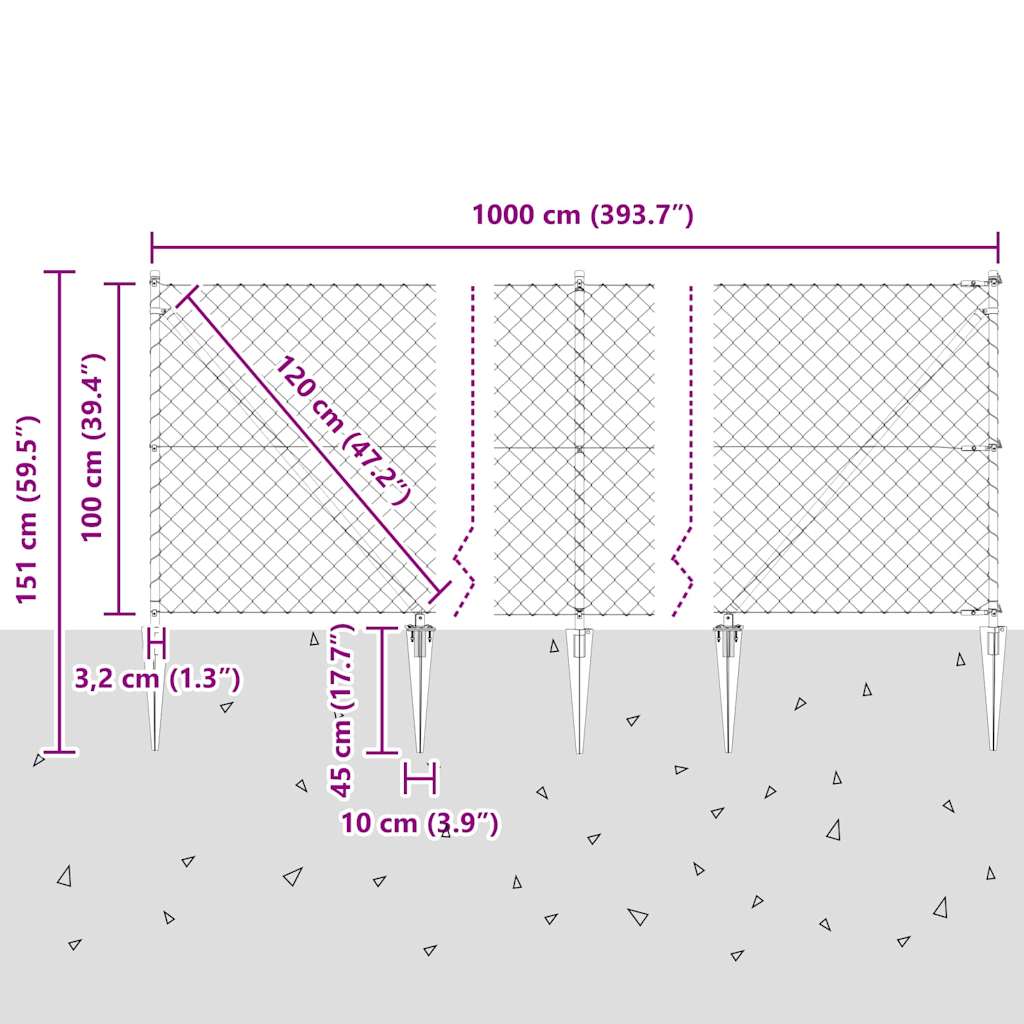 Külső lánckapcsolatos kerítés tüskékkel 10 x 1 m Ezüst Háló