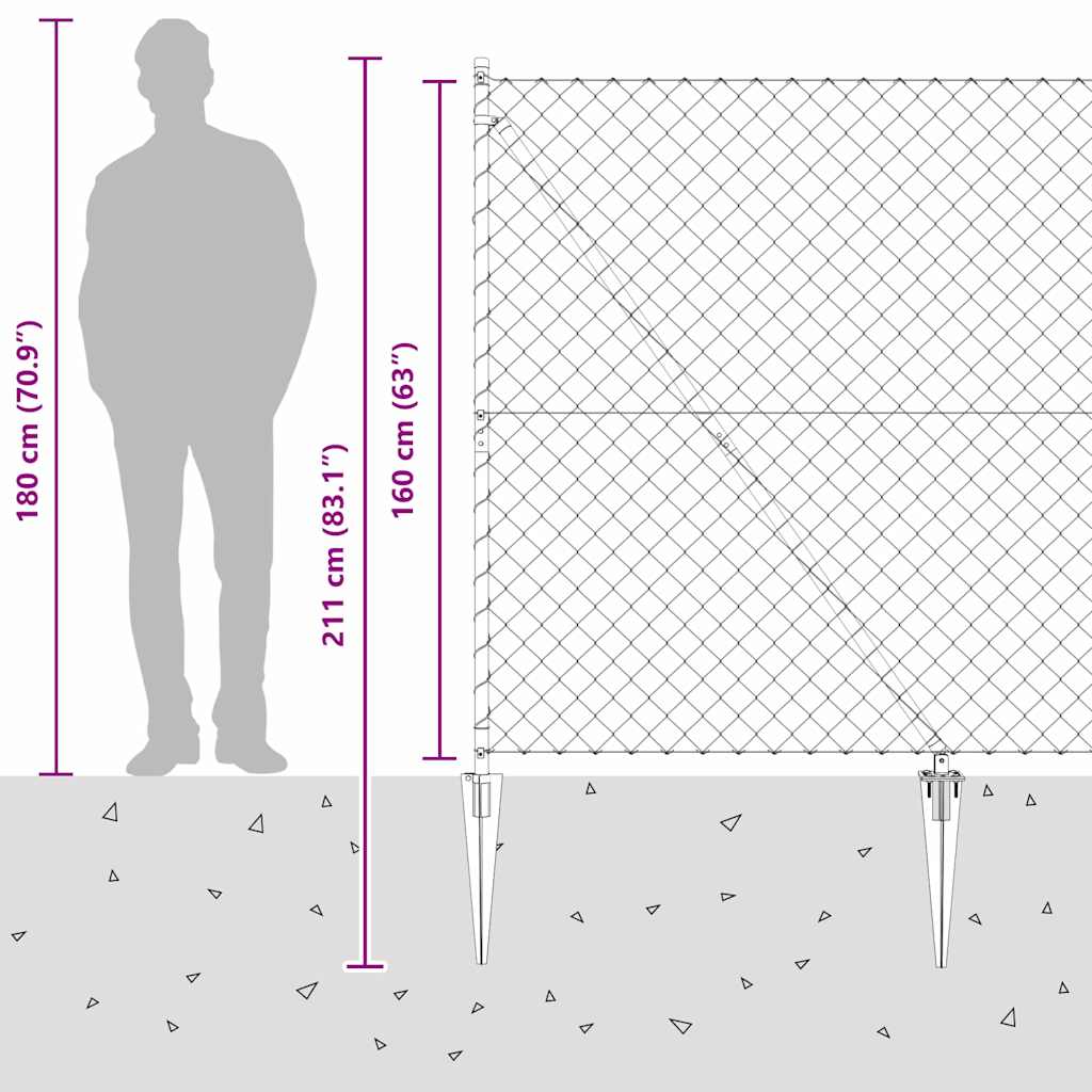 Külső lánckapcsolatos kerítés tüskékkel 10 x 1,6 m Ezüst Háló