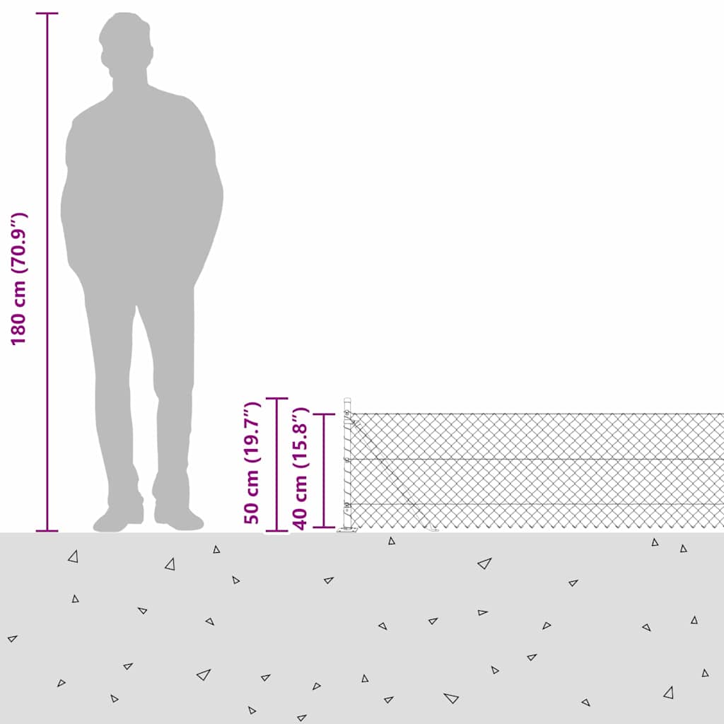 Láncos kerítés betonalappal 10 x 0,4 m PVC-bevonatos acél Zöld