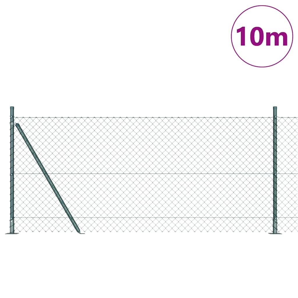 Láncos kerítés betonalappal 10 x 0,8 m PVC-bevonatos acél Zöld