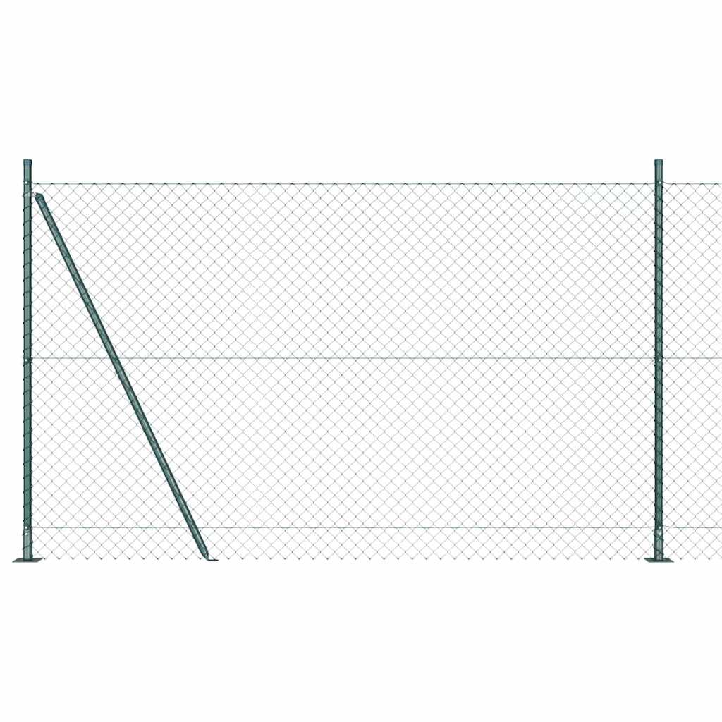 Láncos kerítés betonalappal 10 x 1,4 m PVC-bevonatos acél Zöld