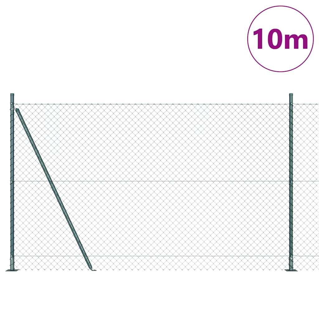 Láncos kerítés betonalappal 10 x 1,6 m PVC-bevonatos acél Zöld