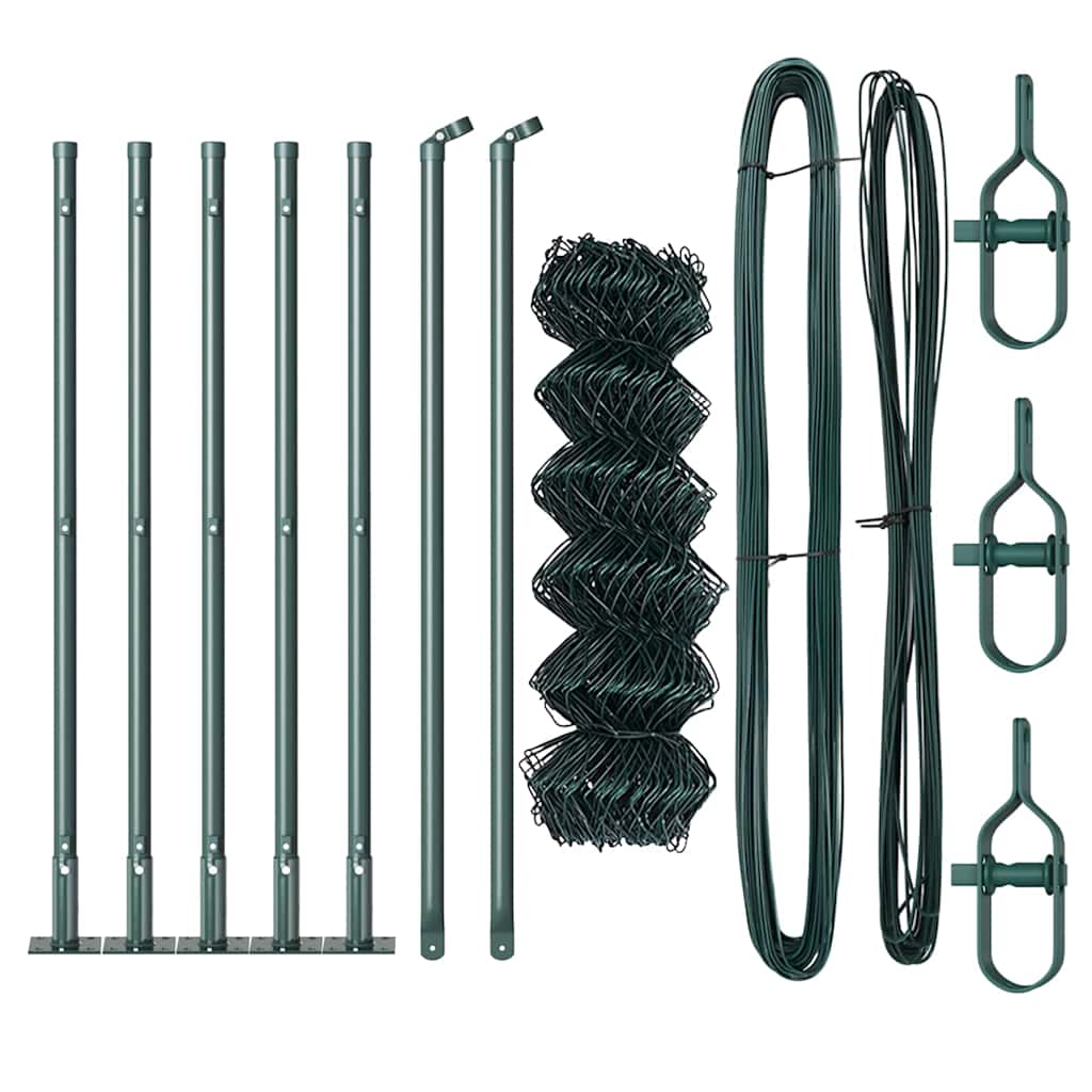 Láncos kerítés betonalappal 10 x 0,4 m PVC-bevonatos acél Zöld