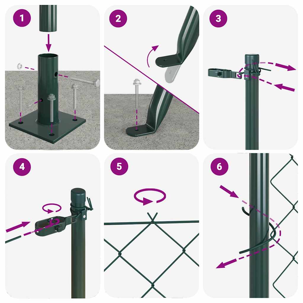 Láncos kerítés betonalappal 10 x 0,4 m PVC-bevonatos acél Zöld