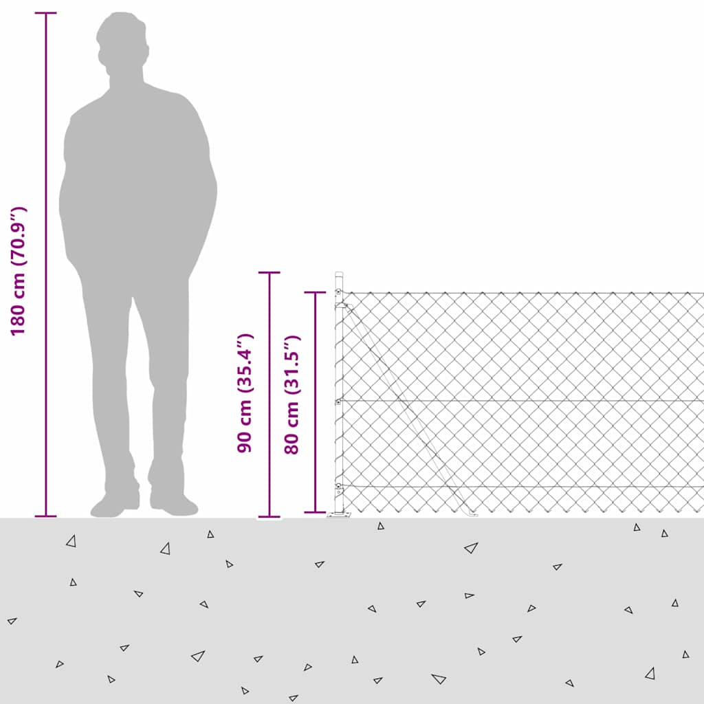 Láncos kerítés betonalappal 10 x 0,8 m PVC-bevonatos acél Zöld