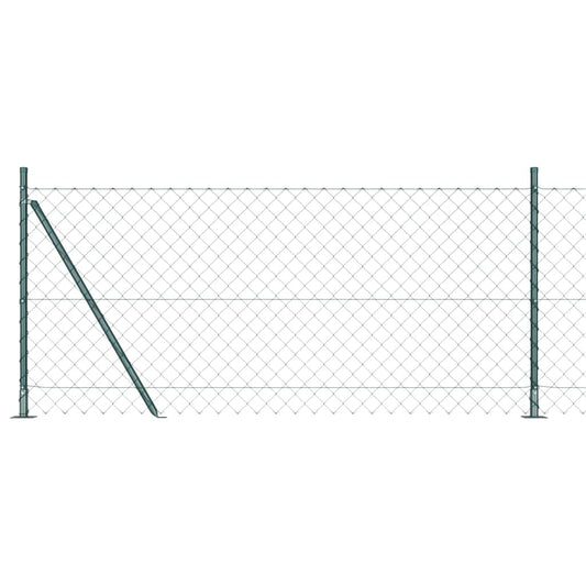 Láncos kerítés betonalappal 10 x 1 m PVC-bevonatos acél Zöld