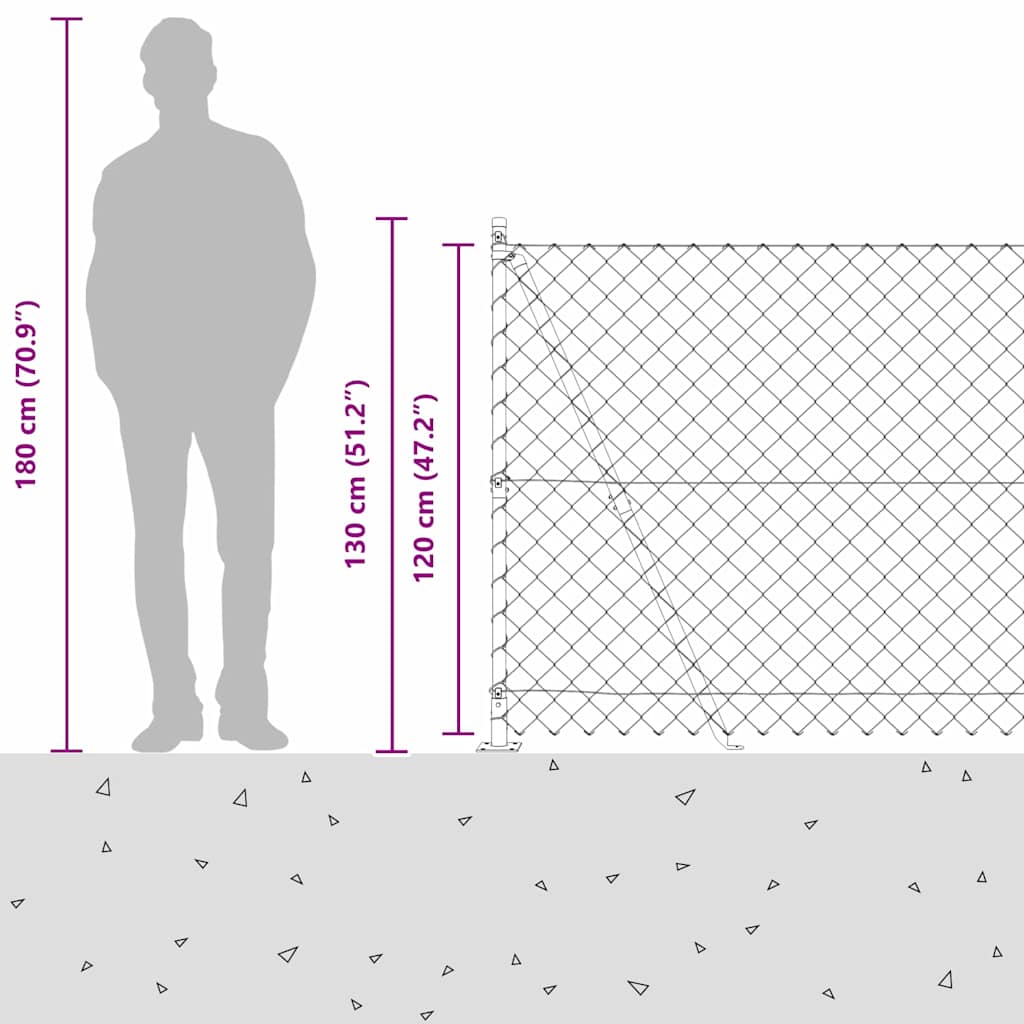 Láncos kerítés betonalappal 10 x 1,2 m PVC-bevonatos acél Zöld