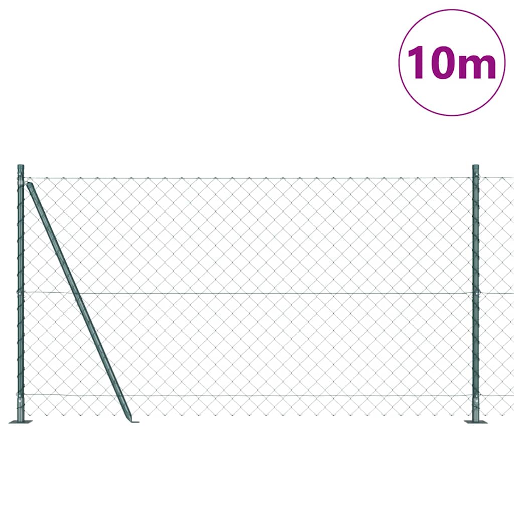 Láncos kerítés betonalappal 10 x 1,2 m PVC-bevonatos acél Zöld