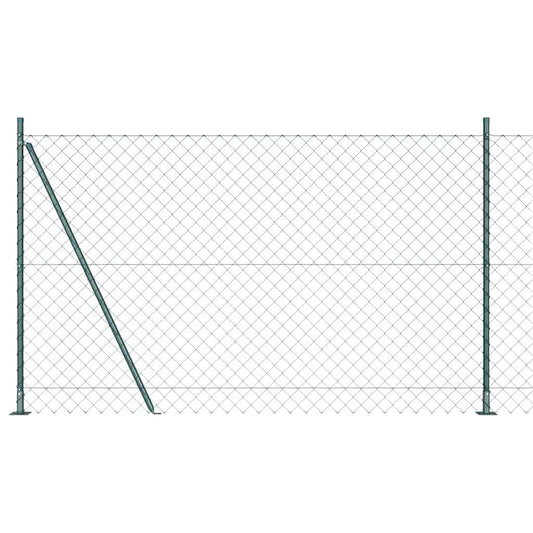 Láncos kerítés betonalappal 10 x 1,5 m PVC-bevonatos acél Zöld