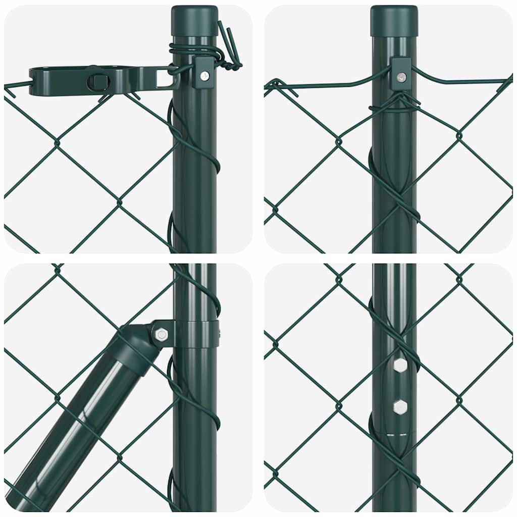 Láncos kerítés betonalappal 10 x 1,6 m PVC-bevonatos acél Zöld