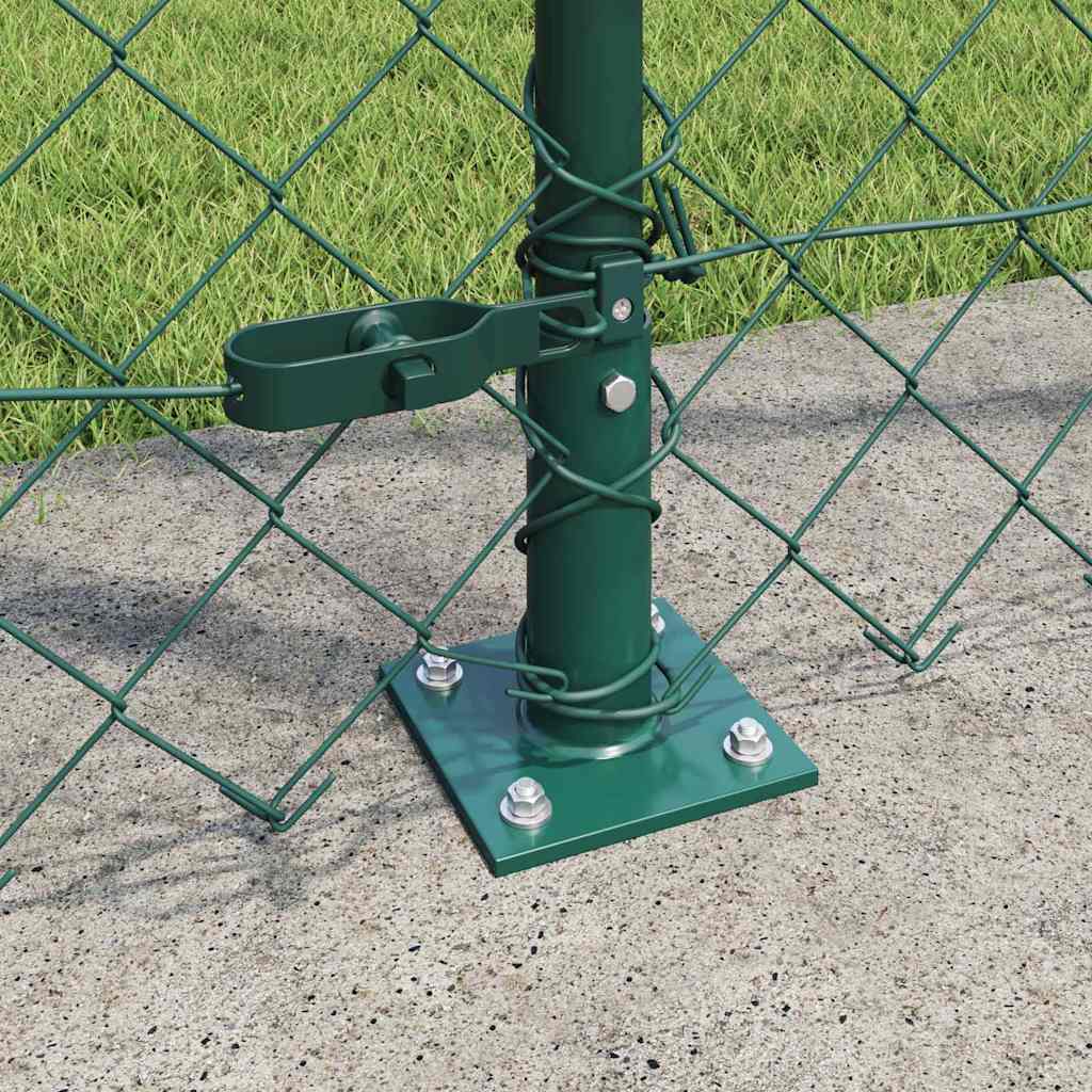 Láncos kerítés betonalappal 10 x 1,6 m PVC-bevonatos acél Zöld