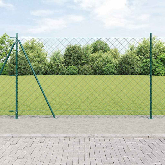 Láncos kerítés betonalappal 10 x 1,6 m PVC-bevonatos acél Zöld