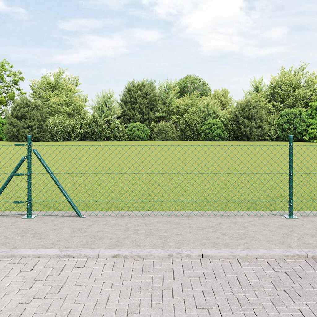 Láncos kerítés betonalappal 25 x 0,4 m PVC-bevonatos acél Zöld