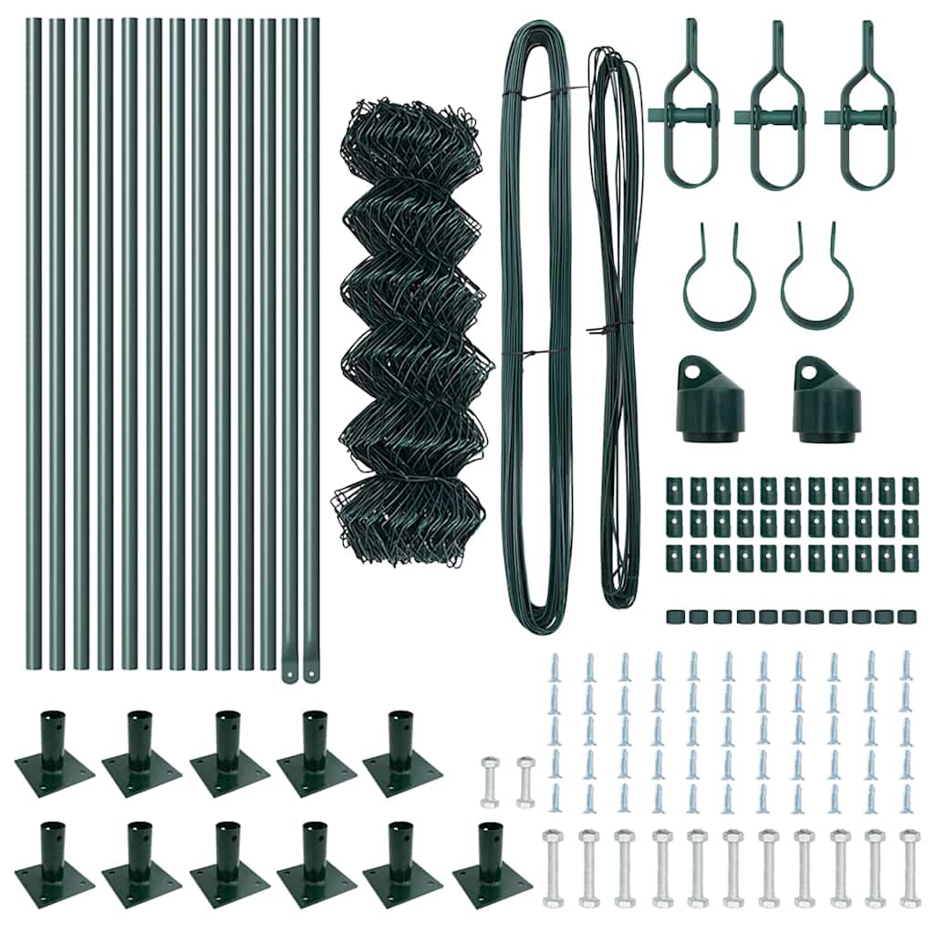 Láncos kerítés betonalappal 25 x 0,4 m PVC-bevonatos acél Zöld