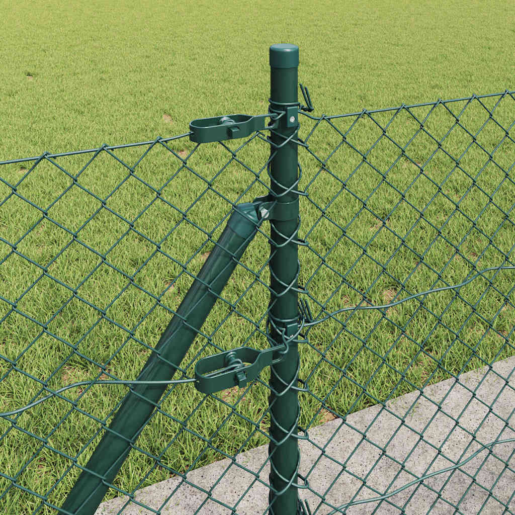 Láncos kerítés betonalappal 25 x 0,6 m PVC-bevonatos acél Zöld