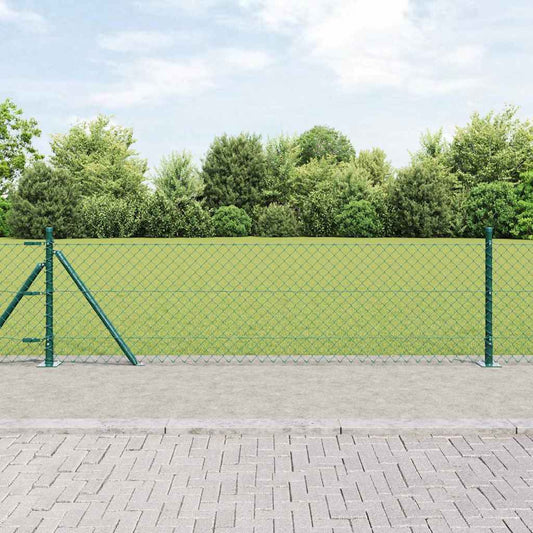 Láncos kerítés betonalappal 25 x 0,6 m PVC-bevonatos acél Zöld