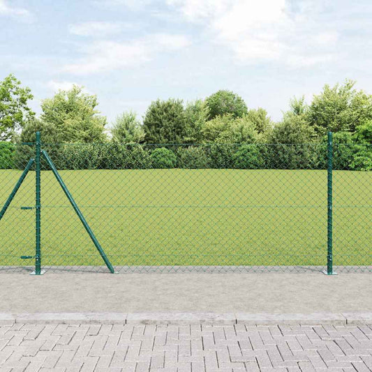 Láncos kerítés betonalappal 25 x 0,8 m PVC-bevonatos acél Zöld