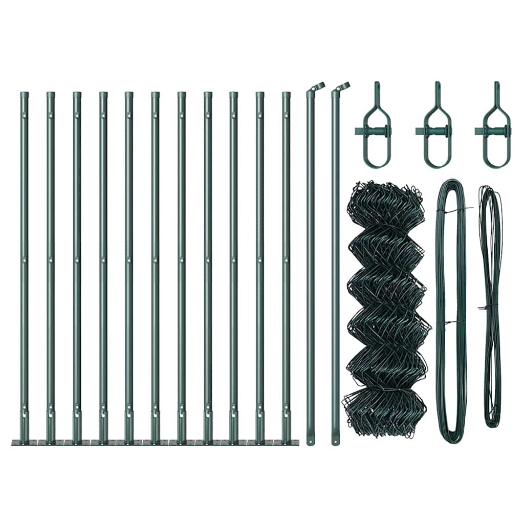 Láncos kerítés betonalappal 25 x 0,4 m PVC-bevonatos acél Zöld