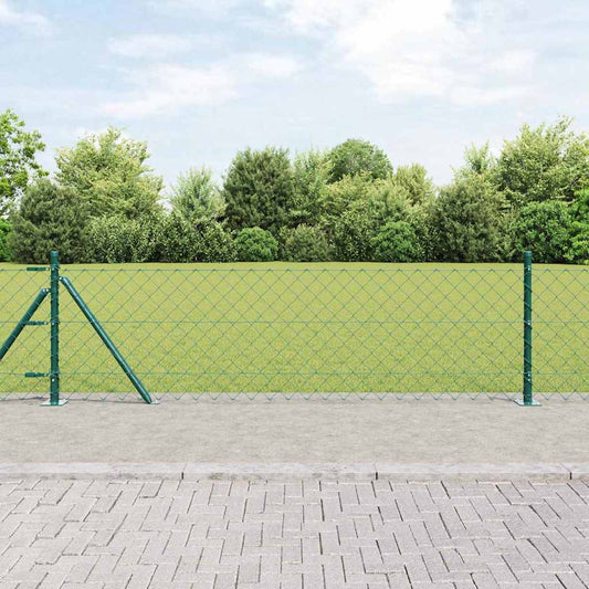 Láncos kerítés betonalappal 25 x 0,6 m PVC-bevonatos acél Zöld