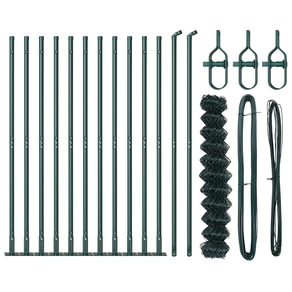 Láncos kerítés betonalappal 0,8 x 25 m PVC-bevonatos acél Zöld