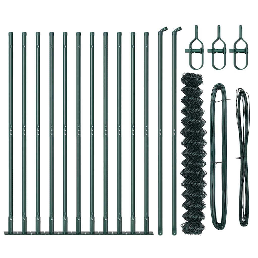 Láncos kerítés betonalappal 25 x 1,4 m PVC-bevonatos acél Zöld