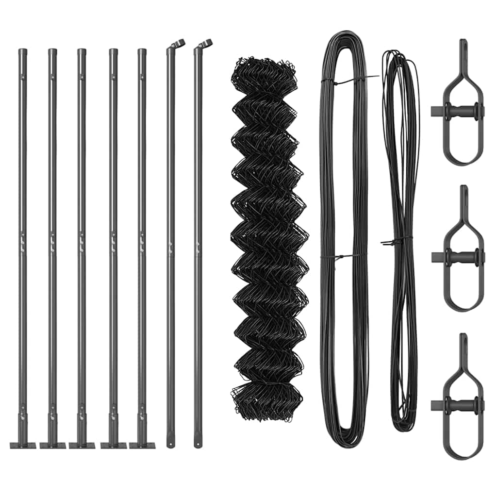 Láncos kerítés betonalappal 10 x 1,2 m PVC-bevonatos acél Háló