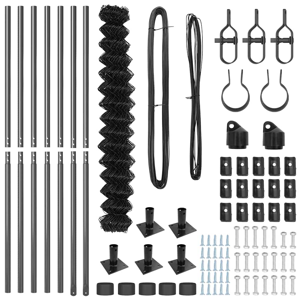 Láncos kerítés betonalappal 10 x 1,4 m PVC-bevonatos acél Háló