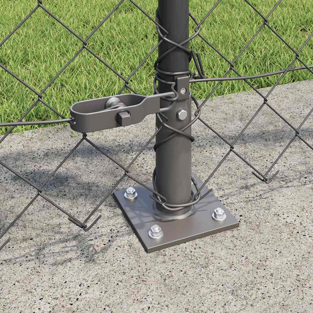 Láncos kerítés betonalappal 10 x 1 m PVC-bevonatos acél Szürke