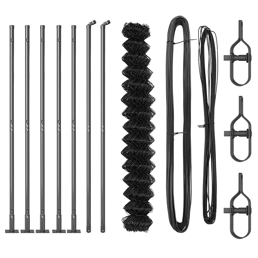 Láncos kerítés betonalappal 10 x 1,5 m PVC-bevonatos acél Háló