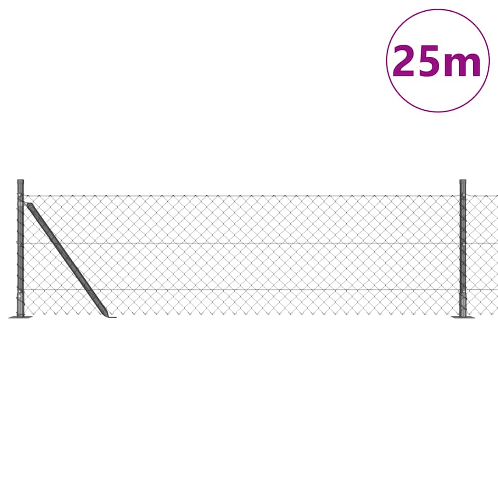 Láncos kerítés betonalappal 25 x 0,4 m PVC-bevonatos acél Háló