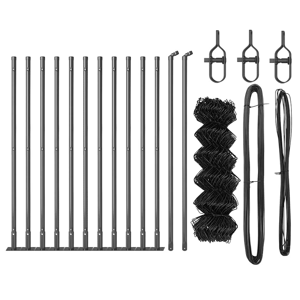 Láncos kerítés betonalappal 25 x 0,6 m PVC-bevonatos acél Háló