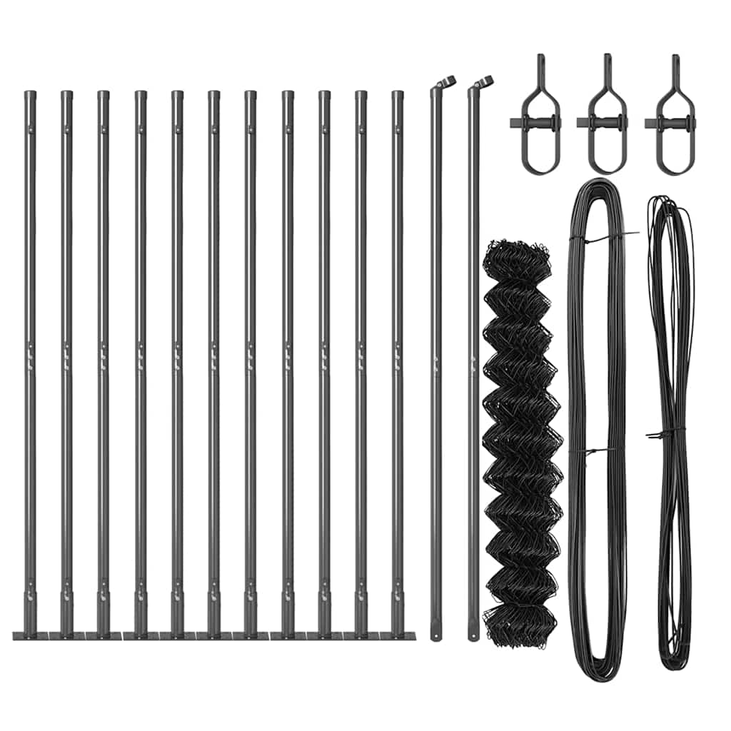 Láncos kerítés betonalappal 25 x 0,8 m PVC-bevonatos acél Háló