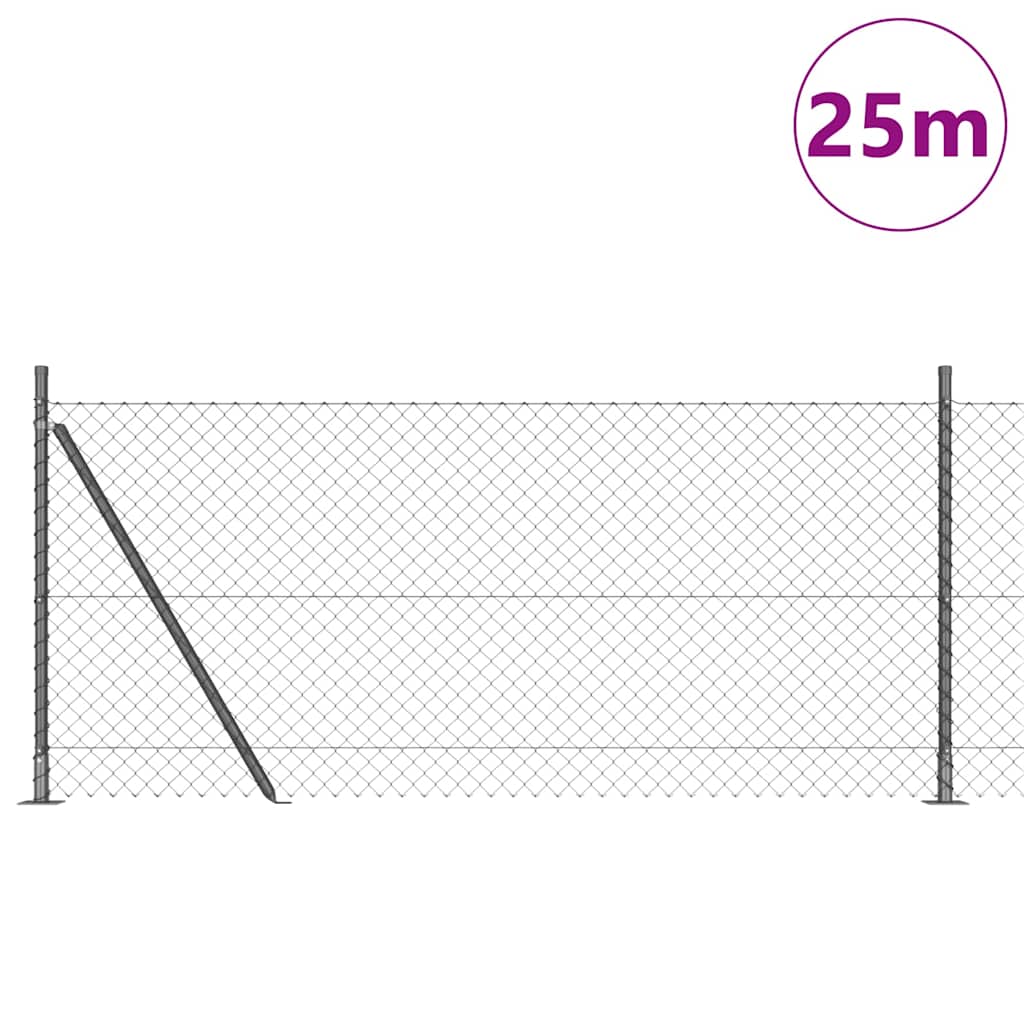 Láncos kerítés betonalappal 25 x 1 m PVC-bevonatos acél Szürke