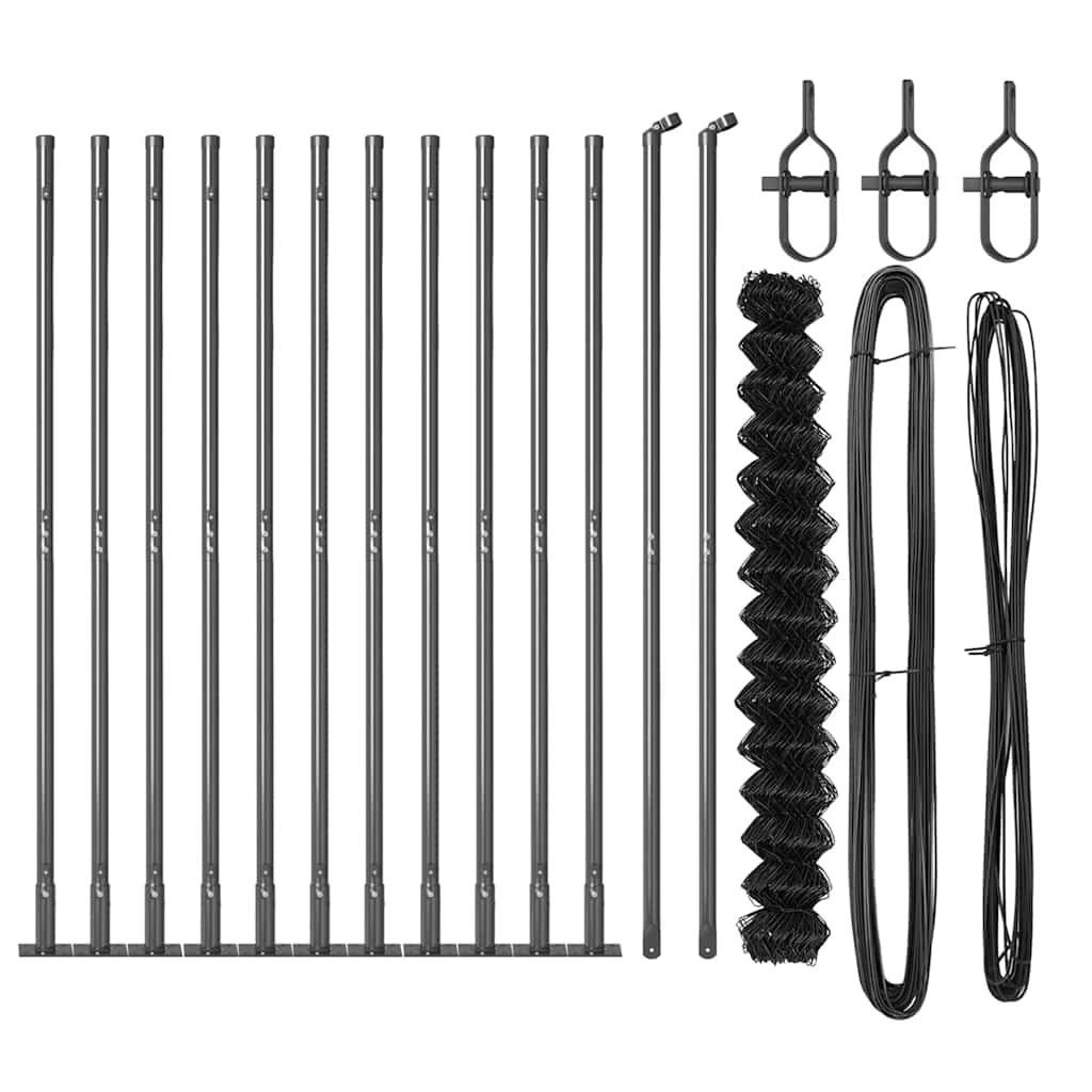Láncos kerítés betonalappal 25 x 1,5 m PVC-bevonatos acél Háló