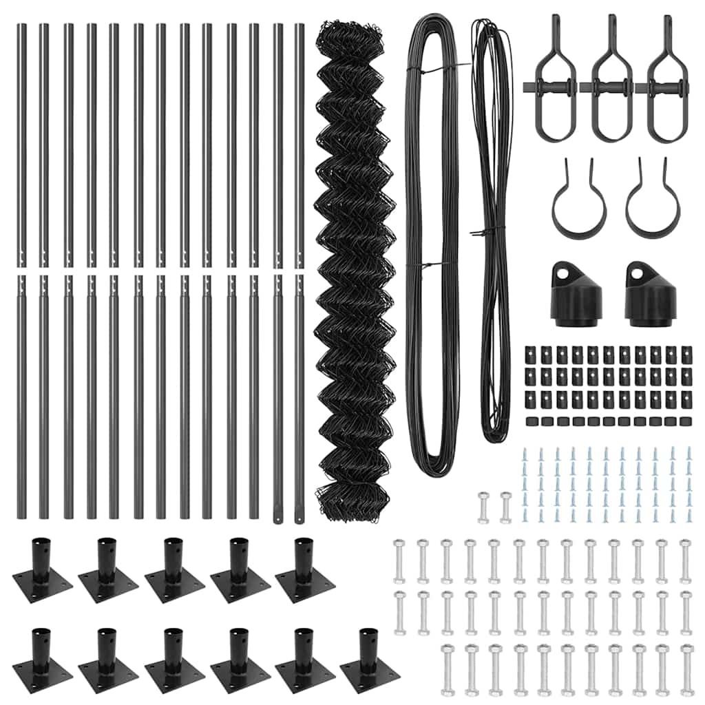 Láncos kerítés betonalappal 25 x 1,6 m PVC-bevonatos acél Háló