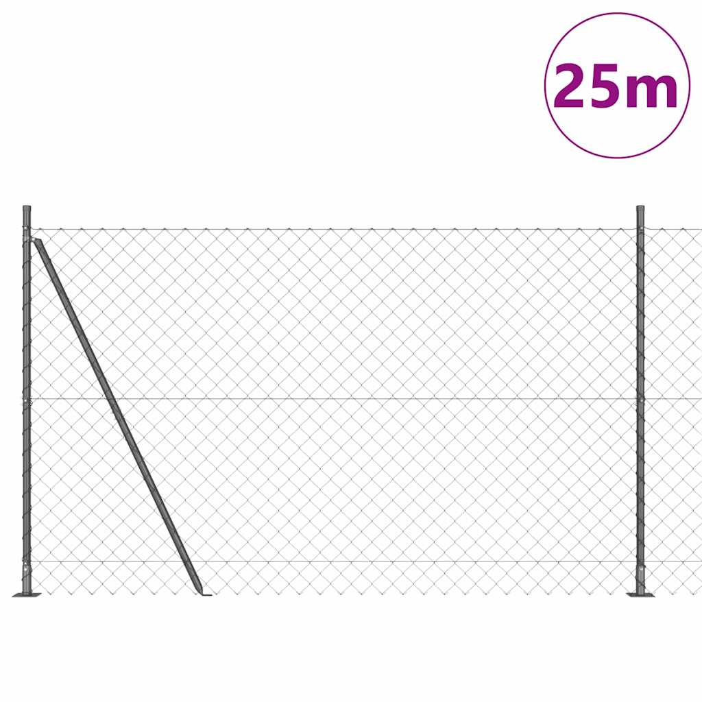 Láncos kerítés betonalappal 25 x 1,6 m PVC-bevonatos acél Háló