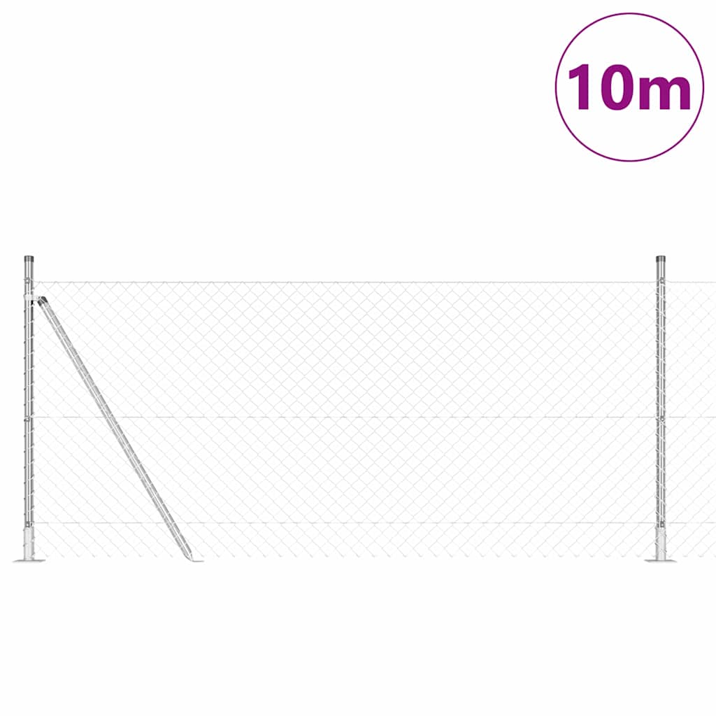 Láncos kerítés betonalappal 10 x 1 m Horganyzott Acél Ezüst