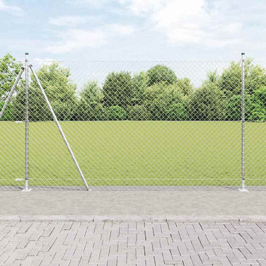 Láncos kerítés betonalappal 10 x 1,5 m Horganyzott Acél Ezüst