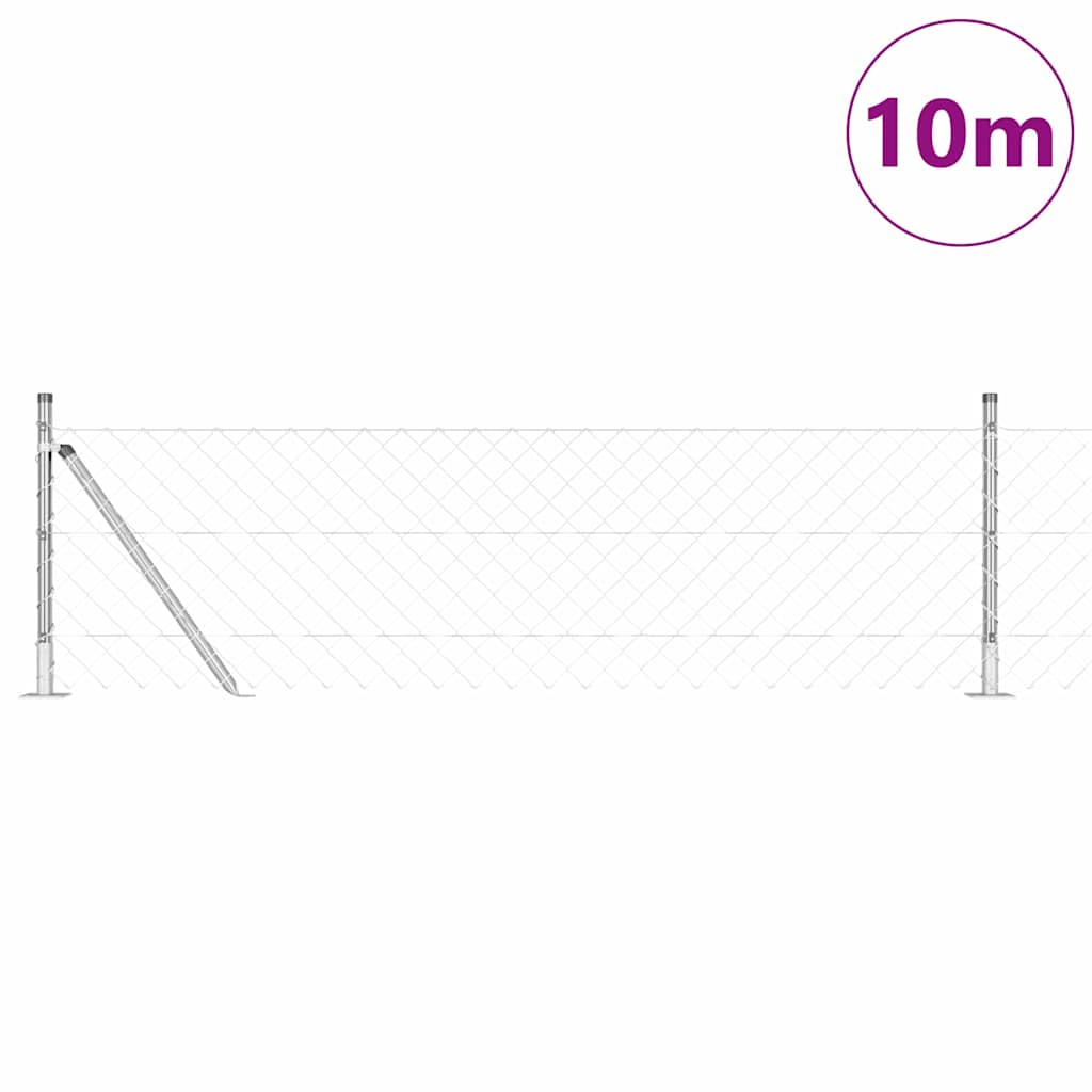 Külső Lánc Linkes Kerítés Beton Alapzattal 10 x 0,6 m Ezüst