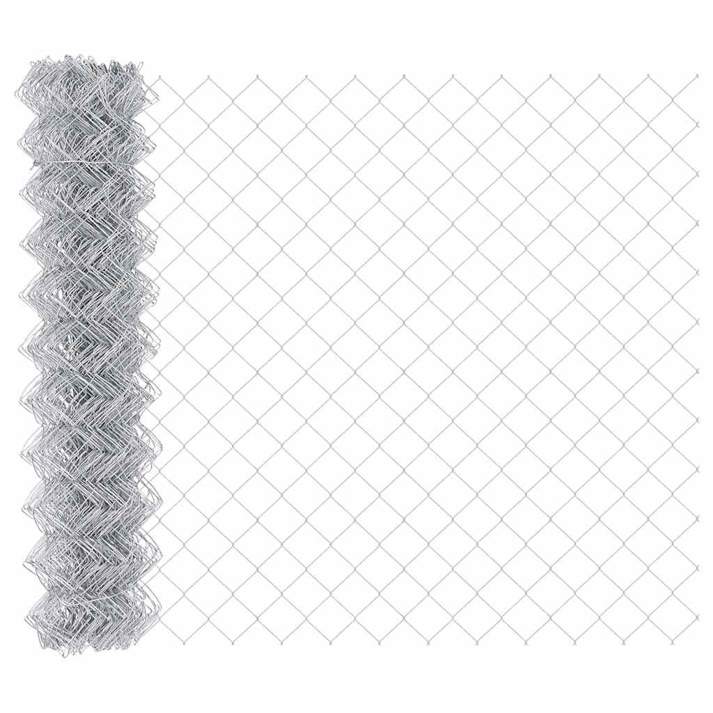 Láncos kerítés betonalappal 10 x 1 m Horganyzott Acél Ezüst