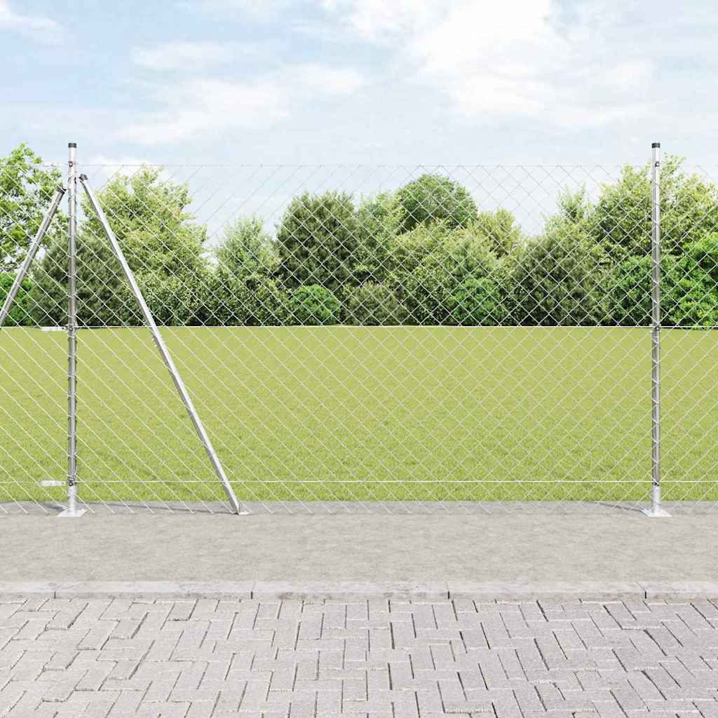 Külső Lánc Linkes Kerítés Beton Alapzattal 10 x 1,4 m Ezüst