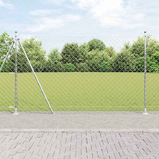 Láncos kerítés betonalappal 10 x 1,6 m Horganyzott Acél Ezüst