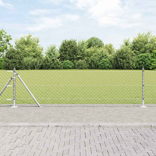 Láncos kerítés betonalappal 25 x 0,4 m Horganyzott Acél Ezüst