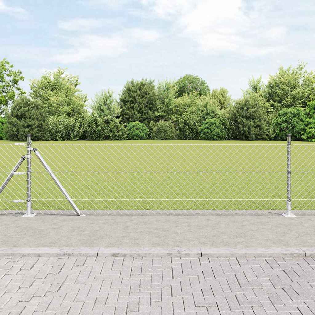 Láncos kerítés betonalappal 25 x 0,6 m Horganyzott Acél Ezüst