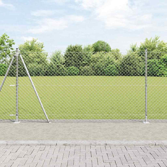 Láncos kerítés betonalappal 25 x 1,2 m Horganyzott Acél Ezüst