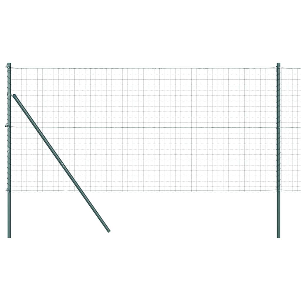 Kerítés oszlopokkal Zöld 1,4 x 10 m Acél és PVC