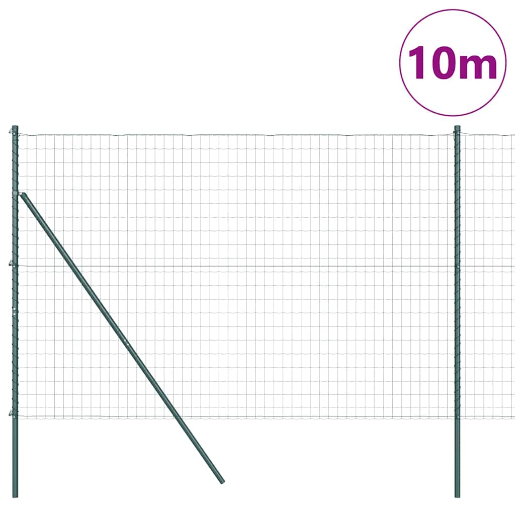 Kerítés oszlopokkal Zöld 1,6 x 10 m Acél és PVC