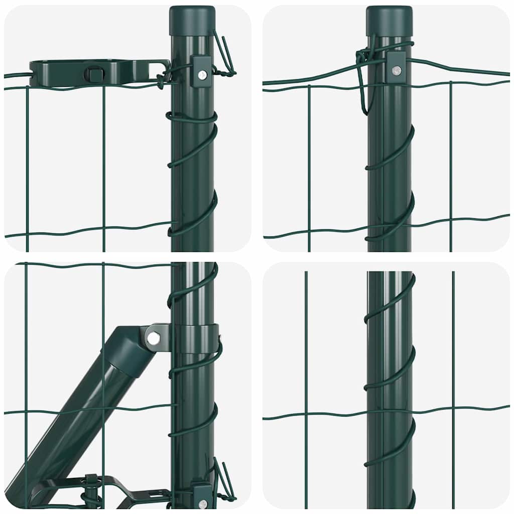 Kerítés oszlopokkal Zöld 0,8 x 25 m Acél és PVC